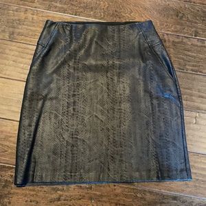 Black Pencil Skirt Snakeskin Leather look
